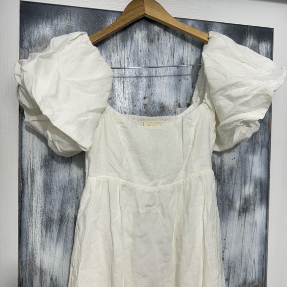 NWT- A.REN Candace 100% Linen Off-White Maxi Dress Size Medium - Picture 5 of 14